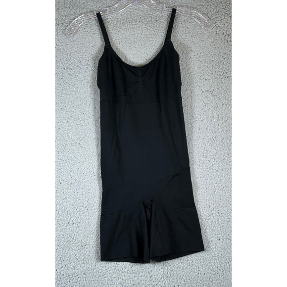 SPANX Black Bodysuit Full Slip Shaping Tank Dress Shorts M M - Picture 2 of 7